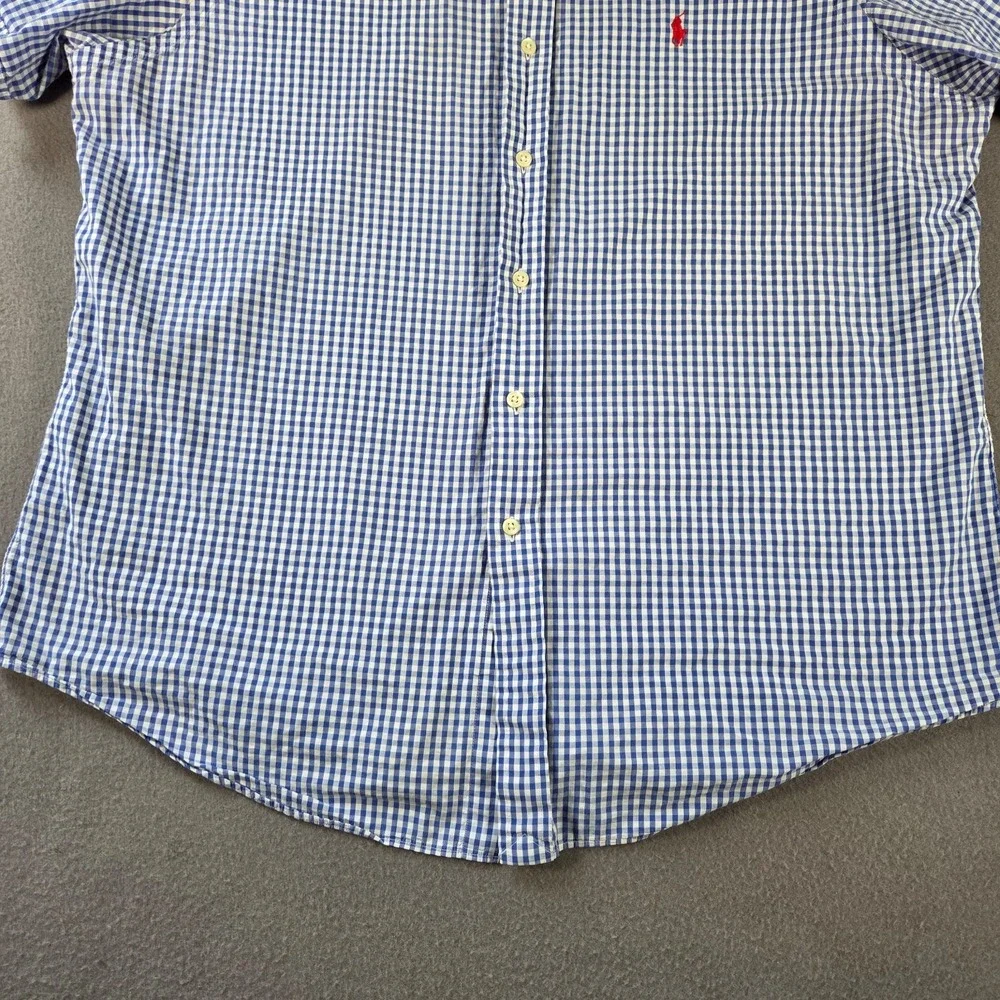 Polo Ralph Lauren Shirt Mens XL Blue Gingham Plaid Button Down Red Pony